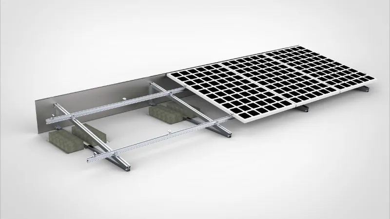 Carbon Steel Ballasted Solar Flat Roof Mounting